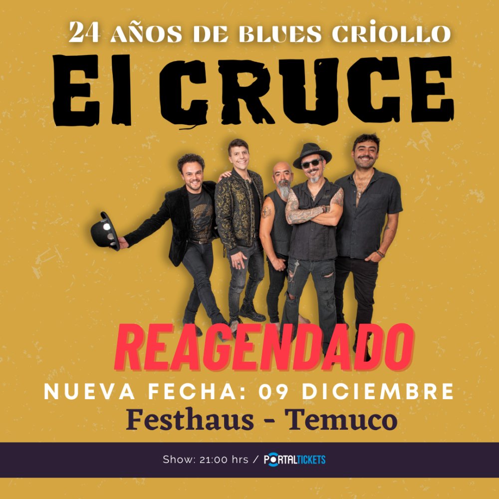 Flyer EL CRUCE CELEBRA 24 AÑOS EN FESTHAUS TEMUCO